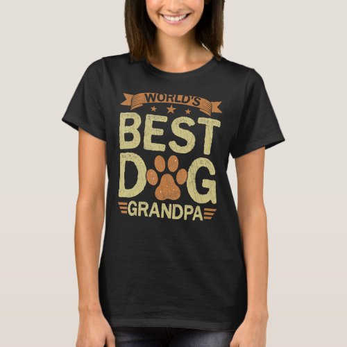 Mens Worlds Best Dog Grandpa Doggy Puppy  Grandpa T_Shirt
