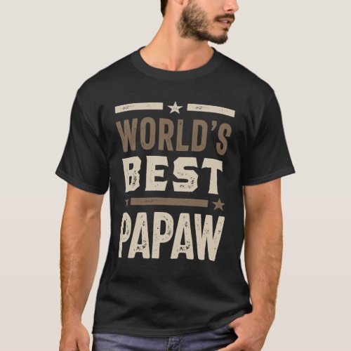 Mens Worlds Best Papaw Grandpa Gift T_Shirt