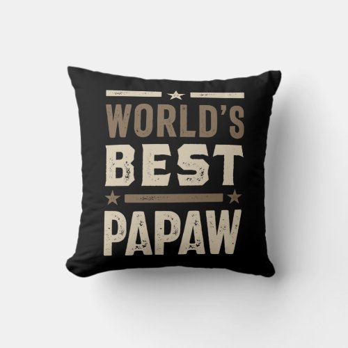Mens Worlds Best Papaw Grandpa Gift Throw Pillow