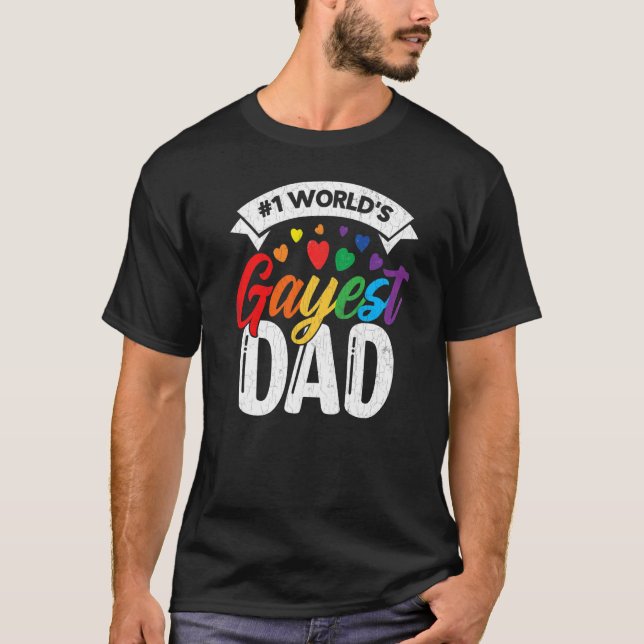 Mens World's Gayest Dad  Lgbtq Gay Pride Month Gra T-Shirt (Front)