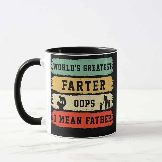 Mens World's Greatest Farter Oops I Mean Father Mug (Left)