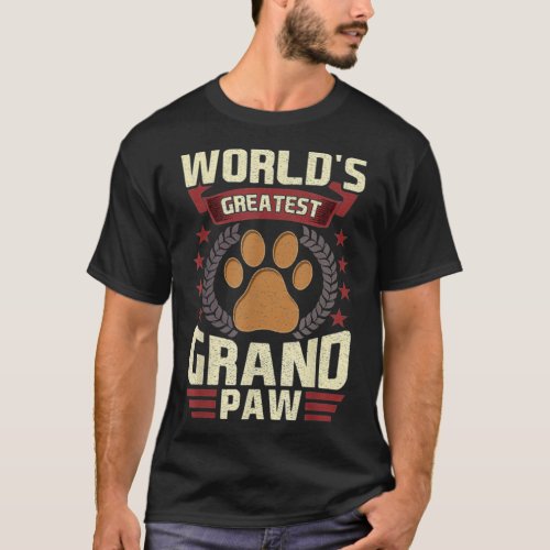 Mens Worlds Greatest Grandpa Shirt Grand Paw Dog L