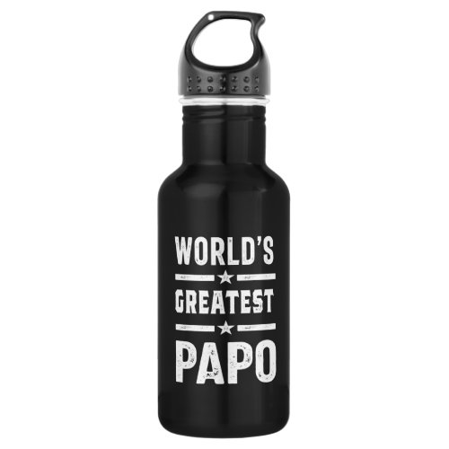 Mens Worlds Greatest Papo Funny _ Fathers Day Stainless Steel Water Bottle