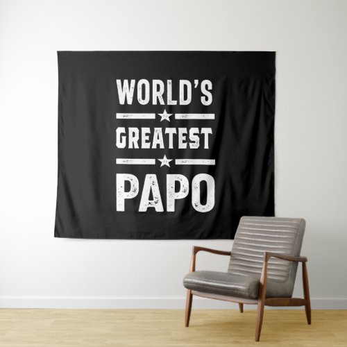 Mens Worlds Greatest Papo Funny _ Fathers Day Tapestry