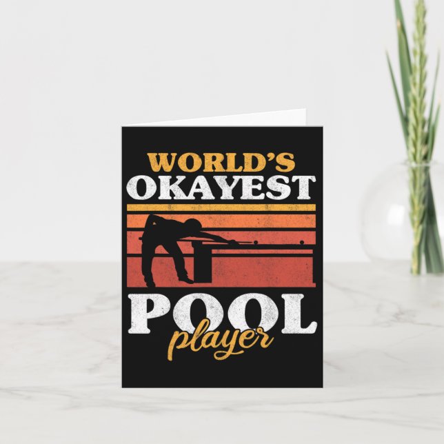 Mens Worlds Okayest Pool Player Snooker Retro Funn Card (Front)
