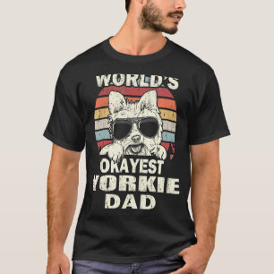 Mens Worlds Okayest Yorkie Dad Vintage Retro T-Shirt