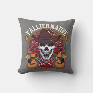 Mens Yallternative Alt Country Skull Alternative Throw Pillow