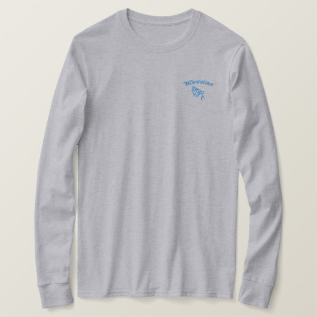 Men's Yellowstone Wolf Embroidered Shirt (Design Front)