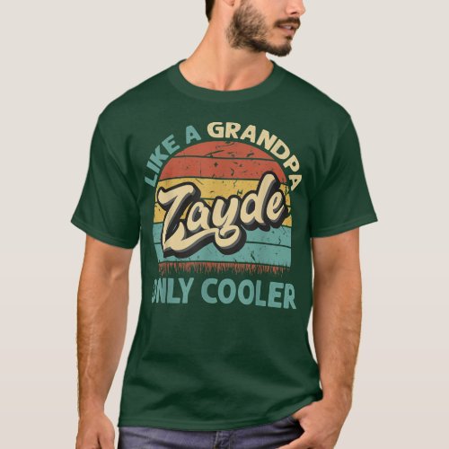 Mens Zayde Like A Grandpa Only Cooler Vintage Dad  T_Shirt