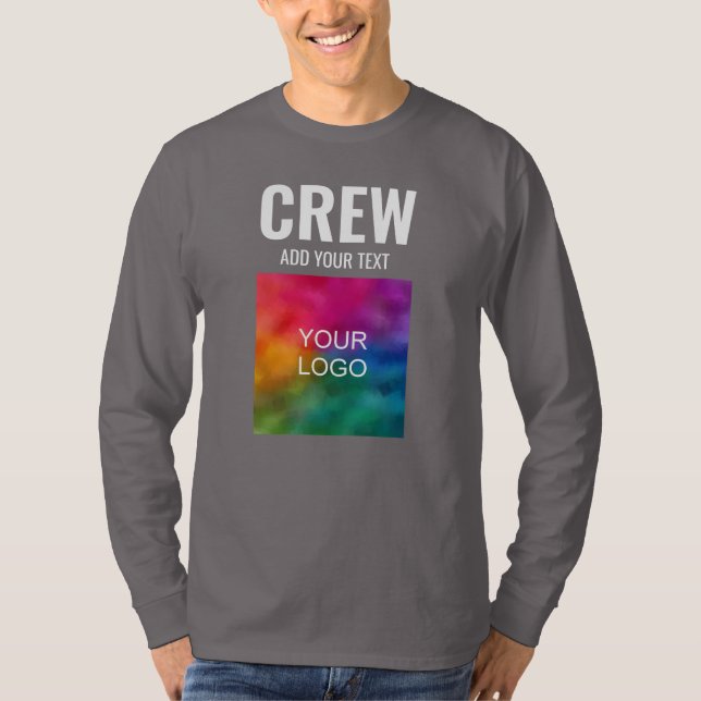 MensDouble Sided Design Print Long Sleeve Crew T-Shirt (Front)