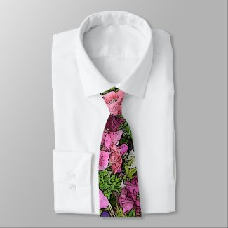 MENS'S FLORAL NECKTIE/ PETUNIAS