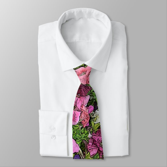 MENS'S FLORAL NECKTIE/ PETUNIAS NECK TIE (Tied)