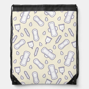 Mensturation Yellow Cute Period Tampon Pattern Drawstring Bag