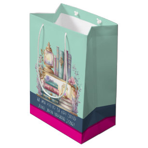 Menta magenta steel blue booklovers pastel medium gift bag