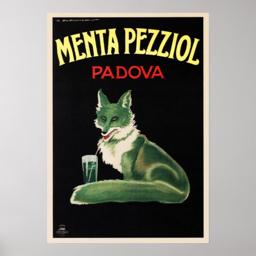 MENTA PEZZIOL PADOVA Vintage Italian Liquor Advert Poster