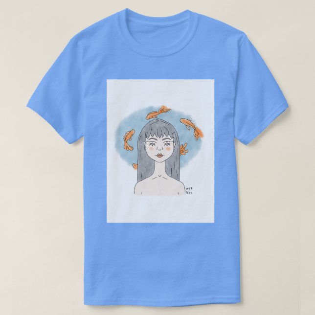 Mental Aquarius Fish Girl Mermaid T-Shirt (Design Front)