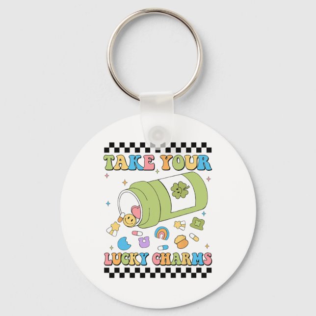 Mental Awareness Take Your Lucky Charm Pills Healt Keychain (Front)