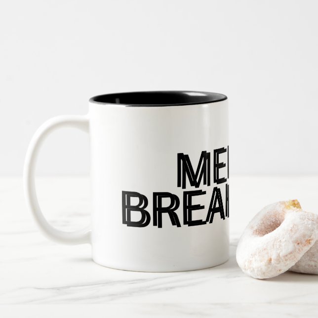 Mental Breakdown Minimalist  Two-Tone Coffee Mug (With Donut)