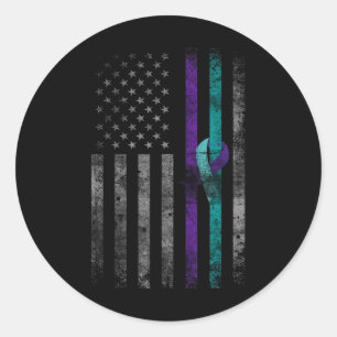 Mental Health American Flag Suicide Awareness Classic Round Sticker