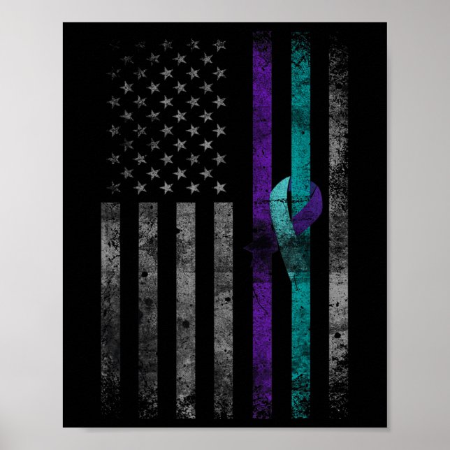 Mental Health American Flag Suicide Awareness  Poster (Front)