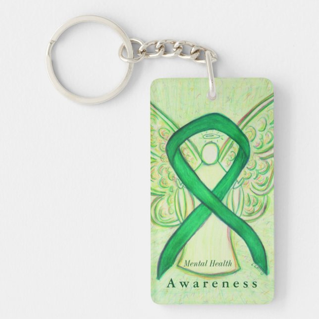 Mental Health Angel Awareness Ribbon Keychain (Front)