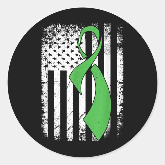 Mental Health Awareness American Flag Distressed  Classic Round Sticker (Front)
