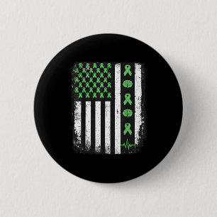 Mental health awareness american flag green ribbon button