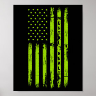 Mental Health Awareness American Flag Military Sup Poster