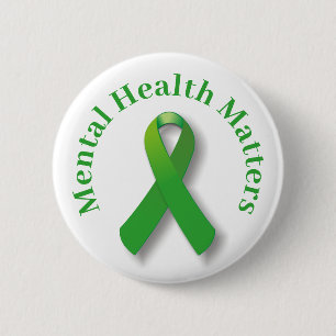Mental Health Awareness And Green Ribbon Button