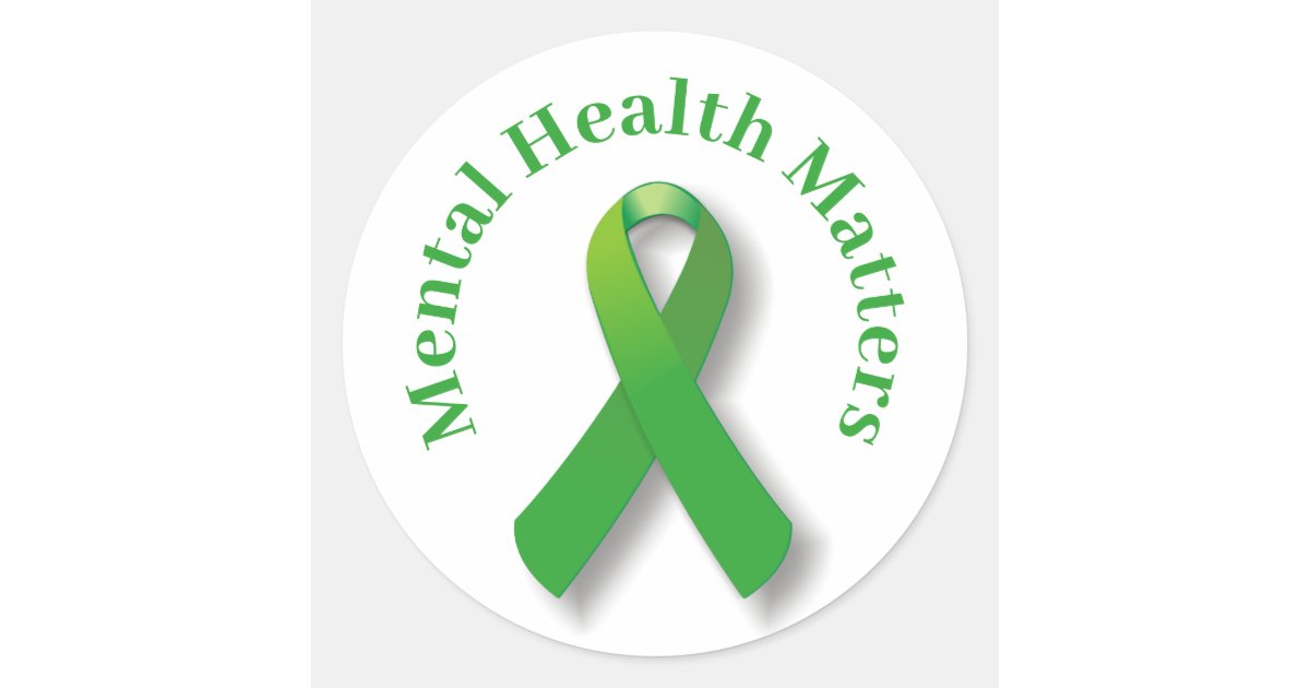 Mental Health Awareness And Green Ribbon Classic Round Sticker | Zazzle