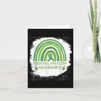 Mental Health Awareness Bleached Rainbow Green Rib
