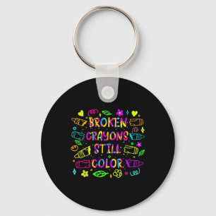 Mental Health Awareness Broken Crayon Still Color Keychain