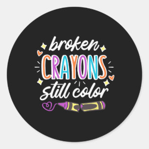 Mental Health Awareness Broken Crayons Still Color Classic Round Sticker