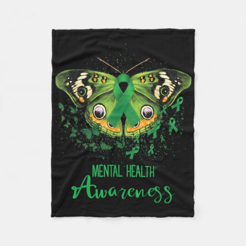 Mental Health Awareness Butterfly Green Ribbon 