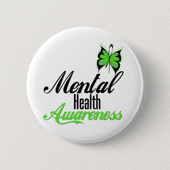 Mental Health Awareness Butterfly Pinback Button (Front)