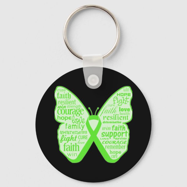 Mental Health Awareness Butterfly Ribbon Keychain (Front)