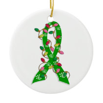 Mental Health Awareness Christmas Lights Ribbon Ceramic Ornament