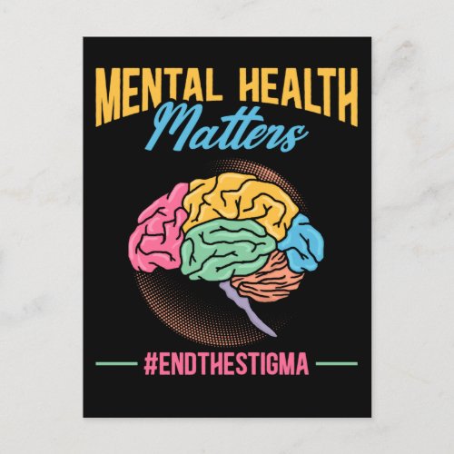 Mental Health Awareness Colorful Brain Postcard