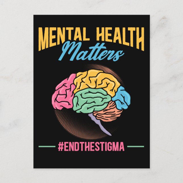 Mental Health Awareness Colorful Brain Postcard (Front)