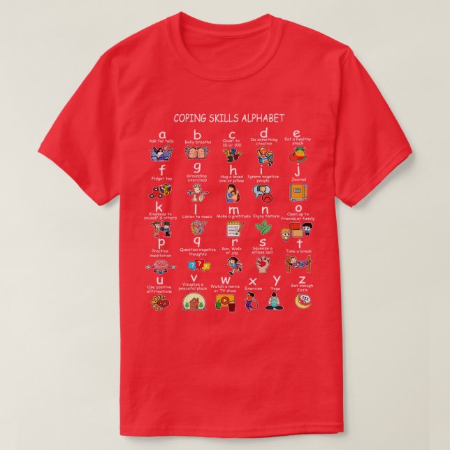Mental Health Awareness Coping Skills Alphabet Kid T-Shirt (Design Front)