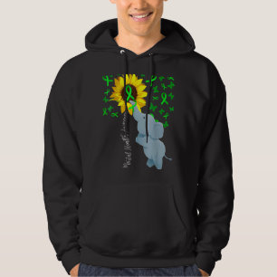 Mental Health Awareness Cute Sunflower Elephant Gr Hoodie