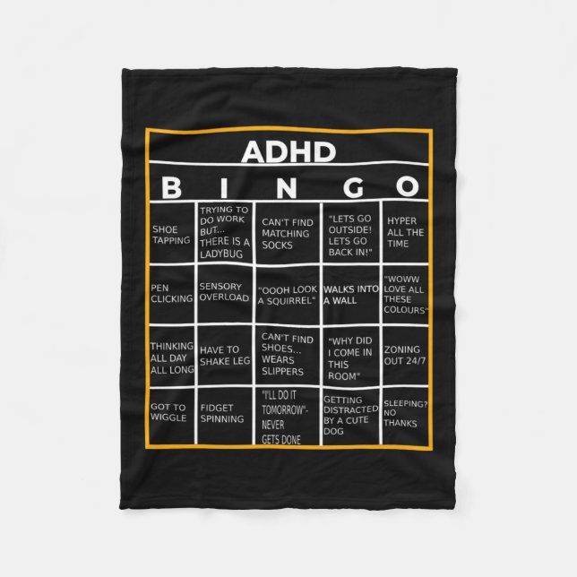 Mental Health Awareness Day Adhd Bingo Fun Gift  Fleece Blanket (Front)