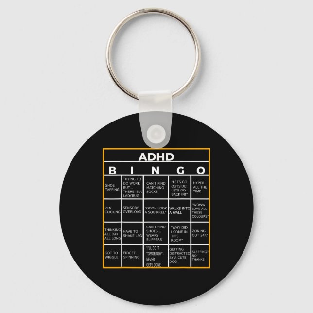 Mental Health Awareness Day Adhd Bingo Fun Gift  Keychain (Front)