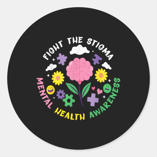 Mental Health Awareness Depression Suicide Prevent Classic Round Sticker (Front)