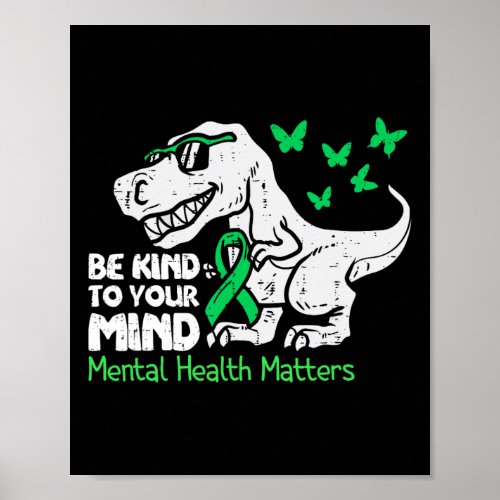 Mental Health Awareness Dino Funny Toddler Boy Cut Poster