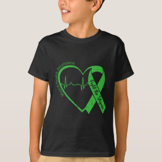 Mental Health Awareness Fight The Stigma Green Rib T-Shirt
