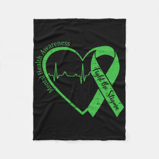 Mental Health Awareness Fight The Stigma Heart Gre Fleece Blanket