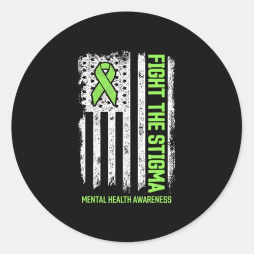 Mental Health Awareness  Fight The Stigma Mental H Classic Round Sticker