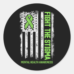 Mental Health Awareness Fight The Stigma Mental He Classic Round Sticker