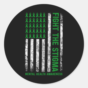 Mental Health Awareness Fight The Stigma Mental He Classic Round Sticker